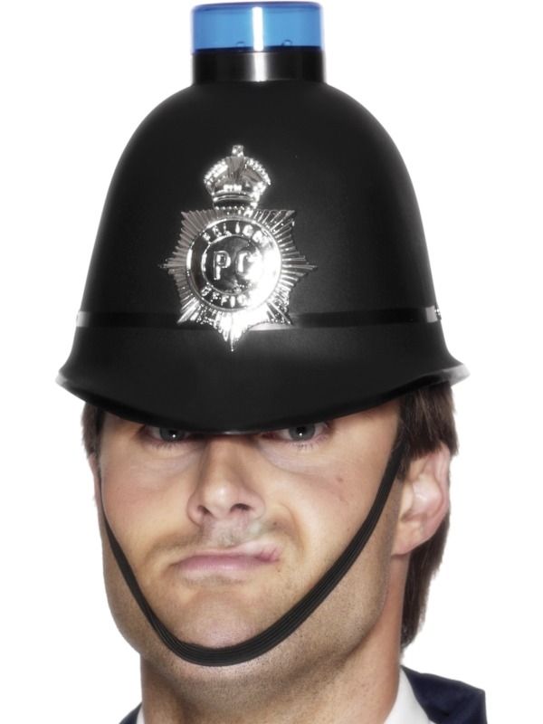 Momentum Grit output Engelse Politie Helm met Blauw Licht - Ooms Feestwinkel