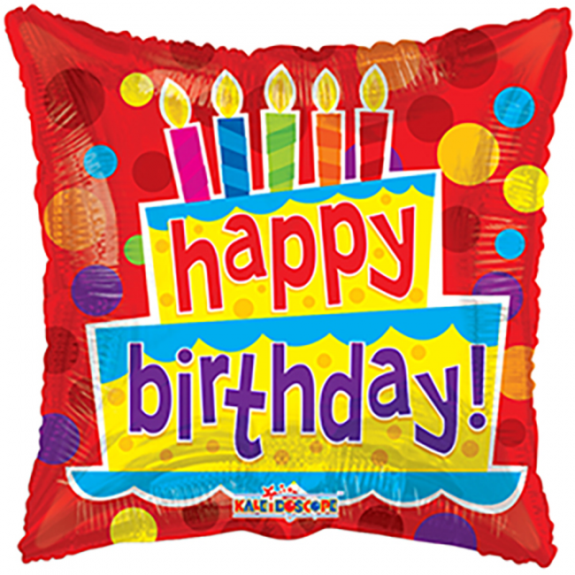 Folieballon Happy Birthday Taart Vierkant 46cm