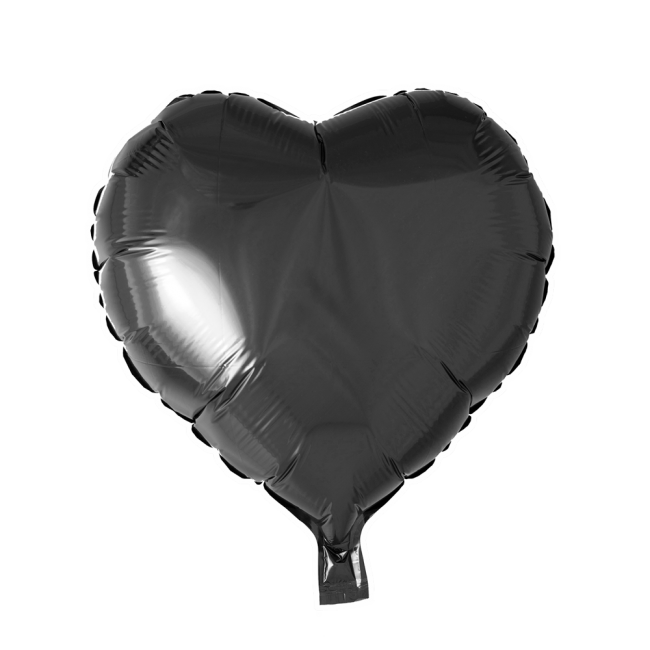 Folieballon Hart Uni Zwart 46cm