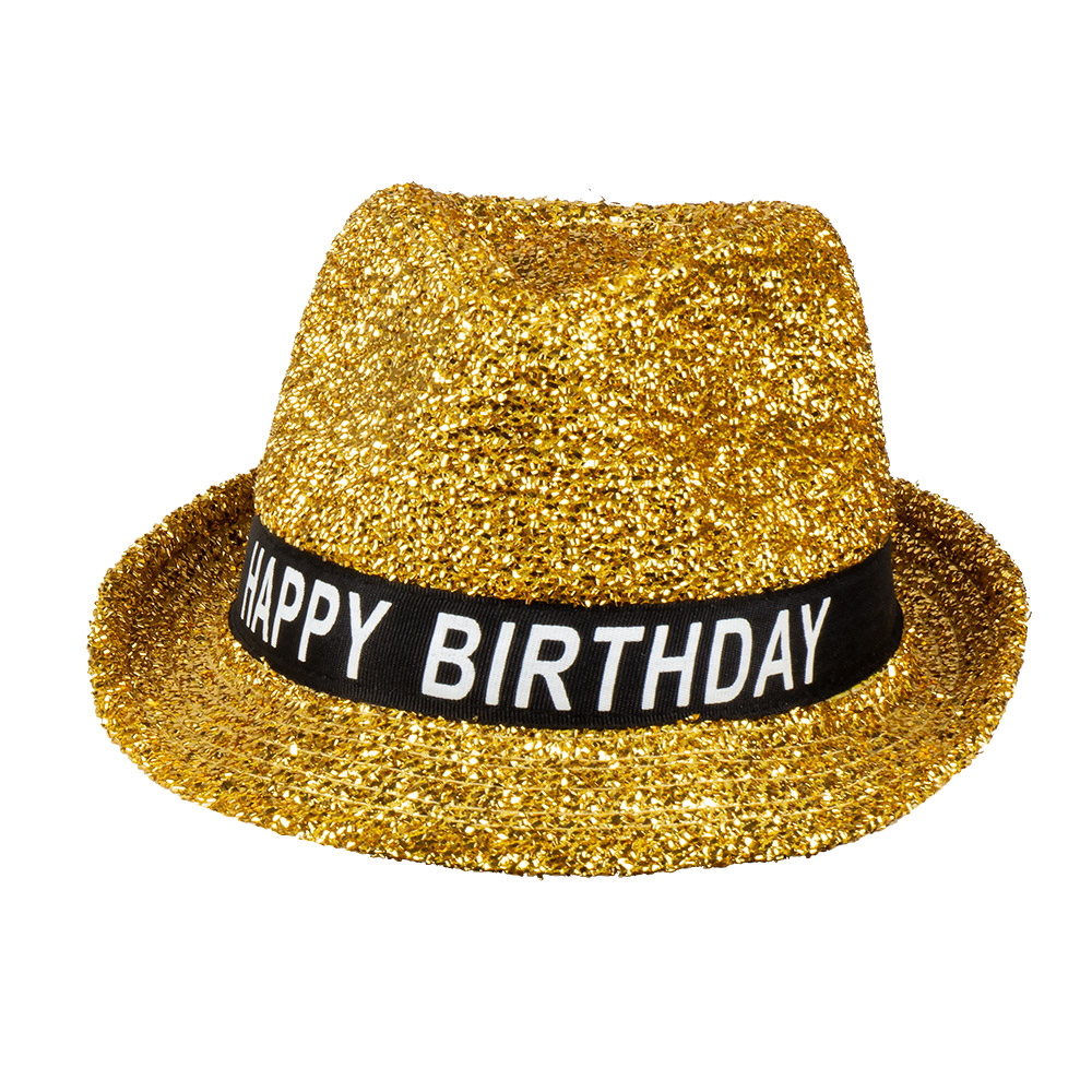 Gleufhoed Goud Glitter Happy Birthday