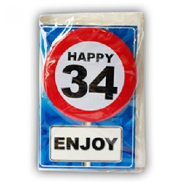 Happy Age Card met Button 34 jaar