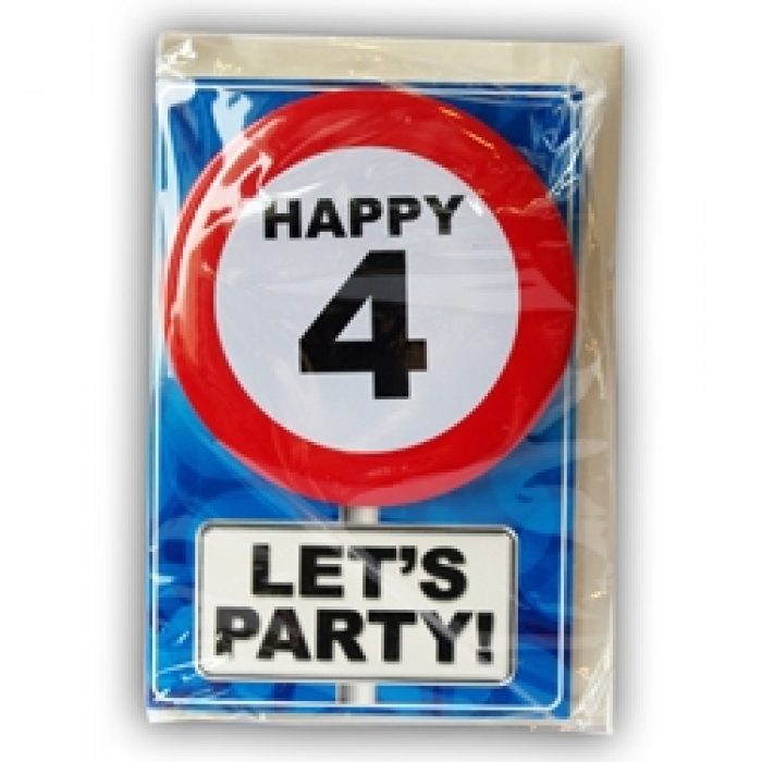 Happy Age Card met Button 4 jaar