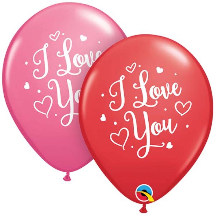 5st Helium Ballon I Love You Rood/Roze 11"