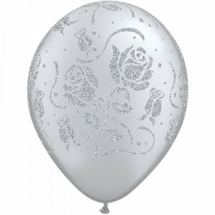 5st Helium Ballonnen Roos met Glitter Transp.