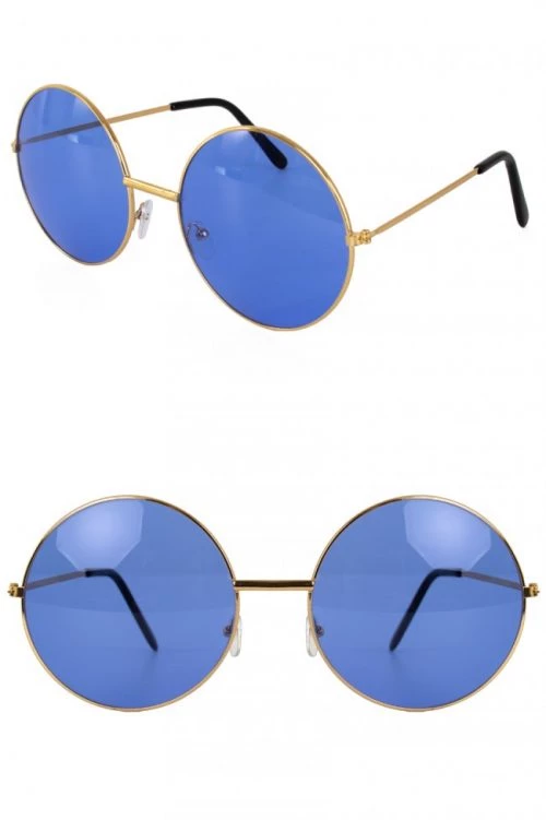 Hippie/Uilebril Blauw Glas Groot
