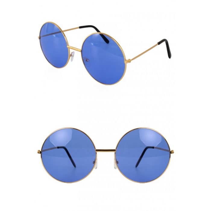 Hippie/Uilebril Blauw Glas Groot