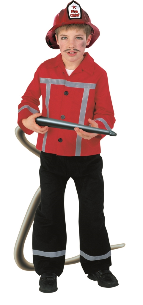 Kostuum Brandweer Rood/Zwart Kind
