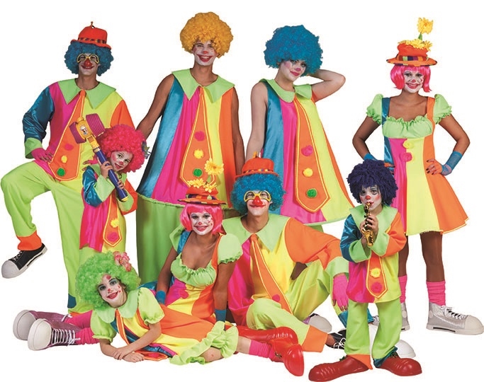 Kostuum Clown Fluor/Neon Dames Volwassen