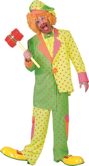 Kostuum Clown Fluor/Neon Stip Heren Volwassen