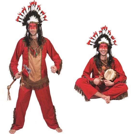 Kostuum Indiaan Red Hawk Heren Mt.52/54