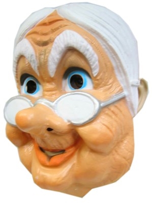 Plastic Masker Oud Vrouwtje met Bril