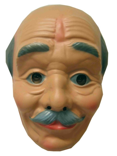 Plastic Masker Opa Kaal met Snor