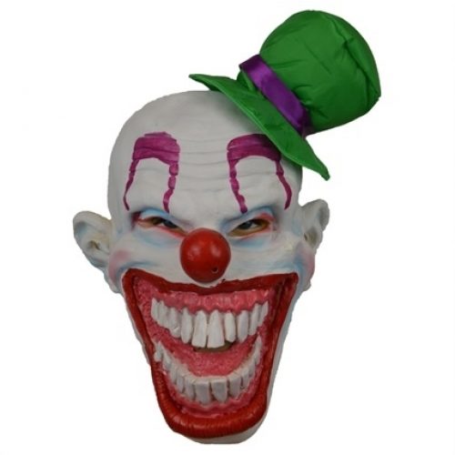 Rubber Masker Clown met Groene Hoed