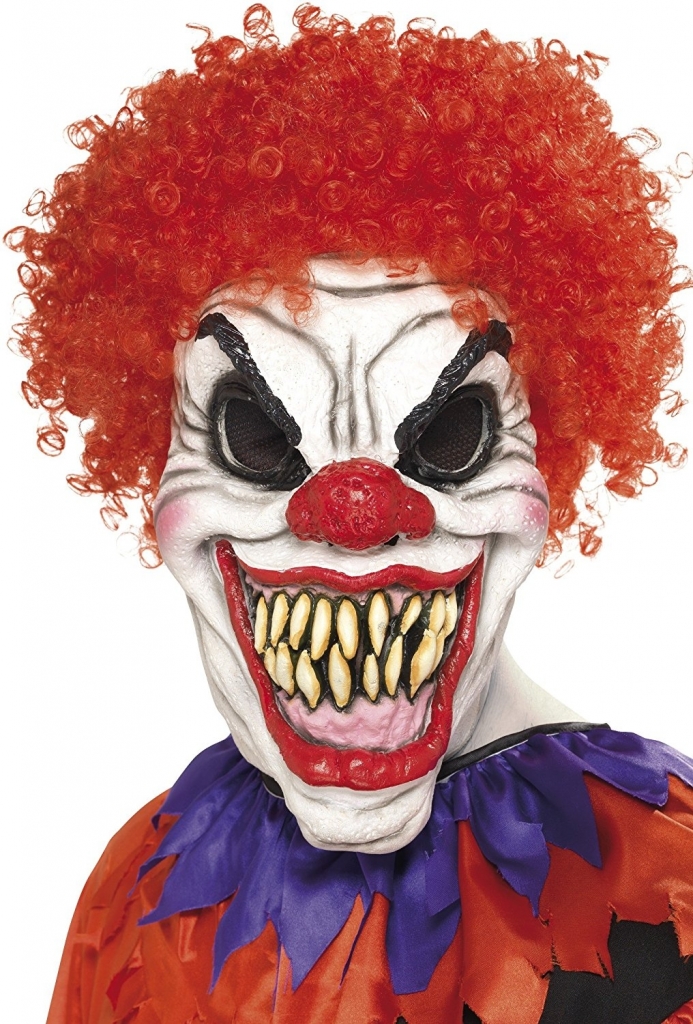 Rubber Masker Creepy Clown Rood/Wit