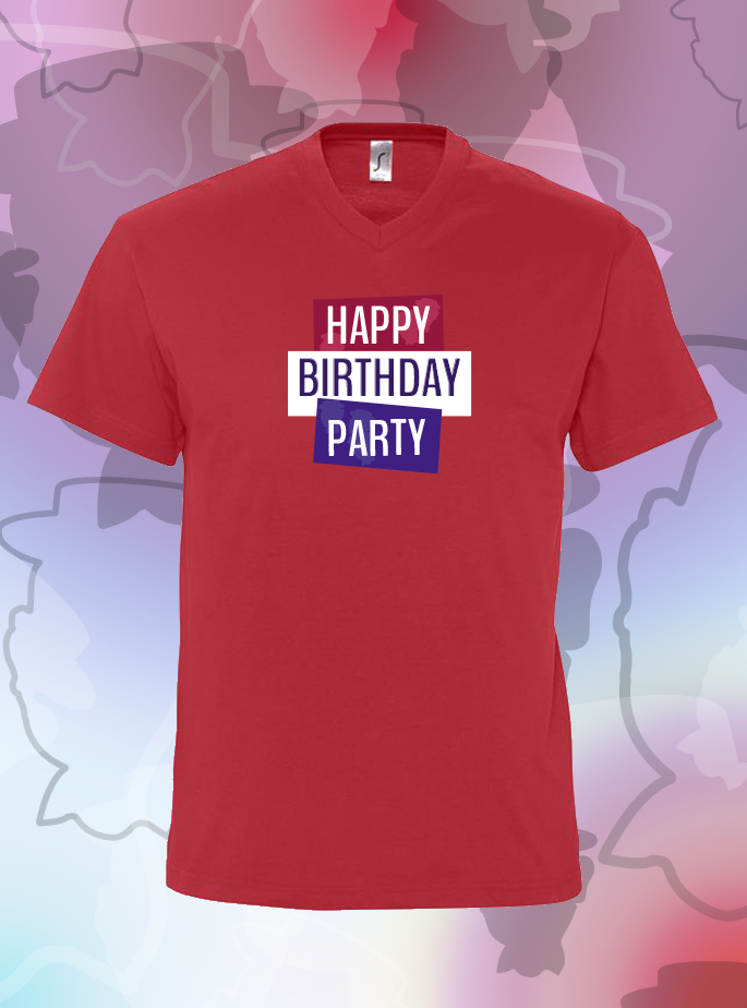 T-Shirt "Happy Birthday Party" Rood Heren
