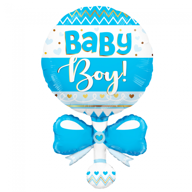 Folieballon Baby Boy Rammelaar Blauw 91cm