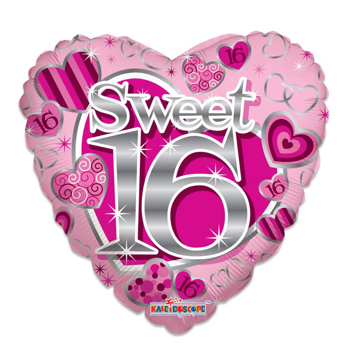 Folieballon Sweet 16 Roze Hart 46cm