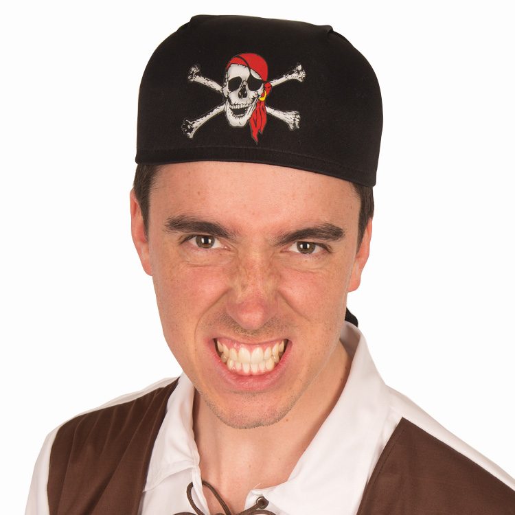 Hoed Piraat Skull Print Zwart-Wit
