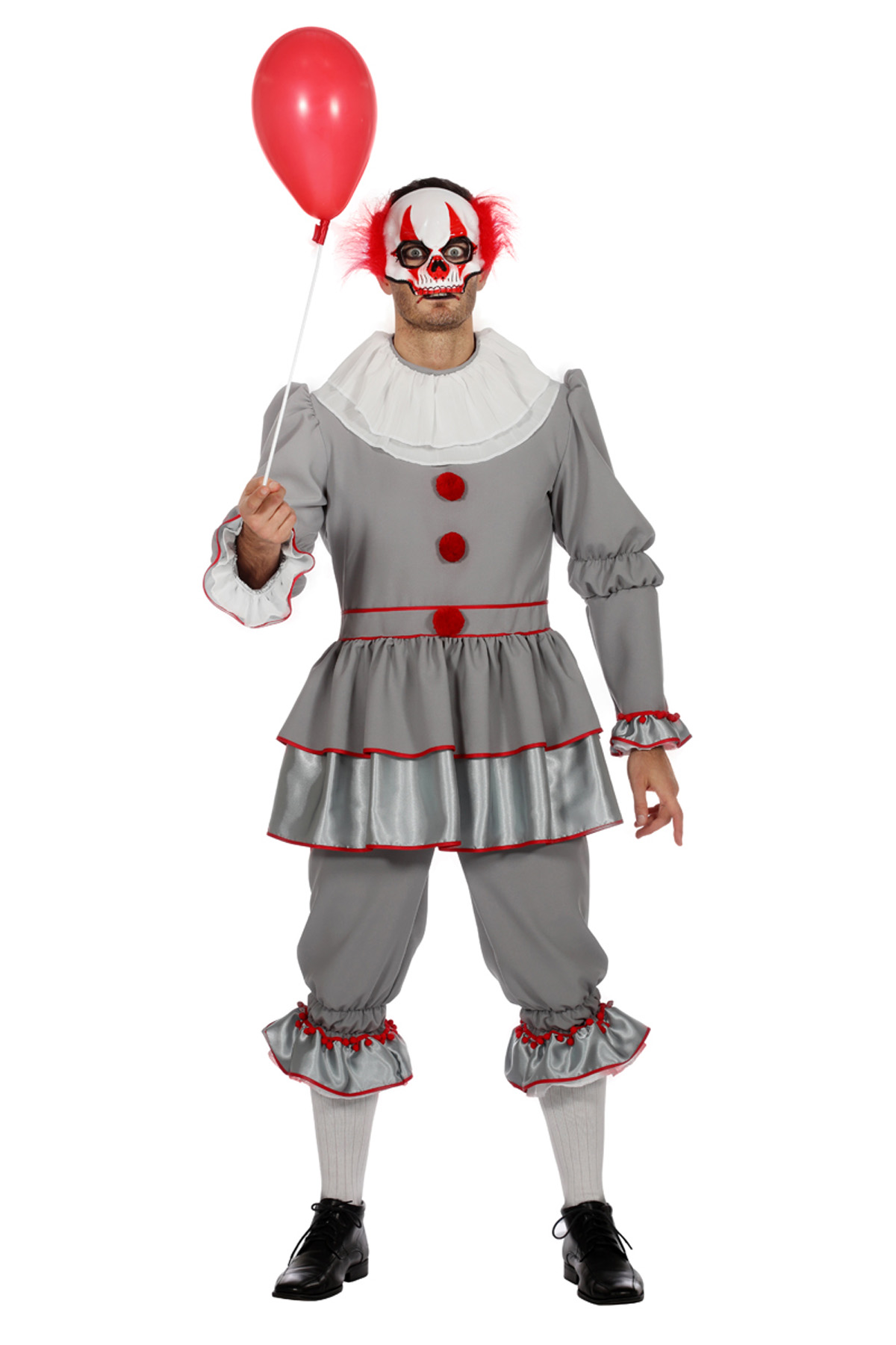 Kostuum Clown It Grijs Heren