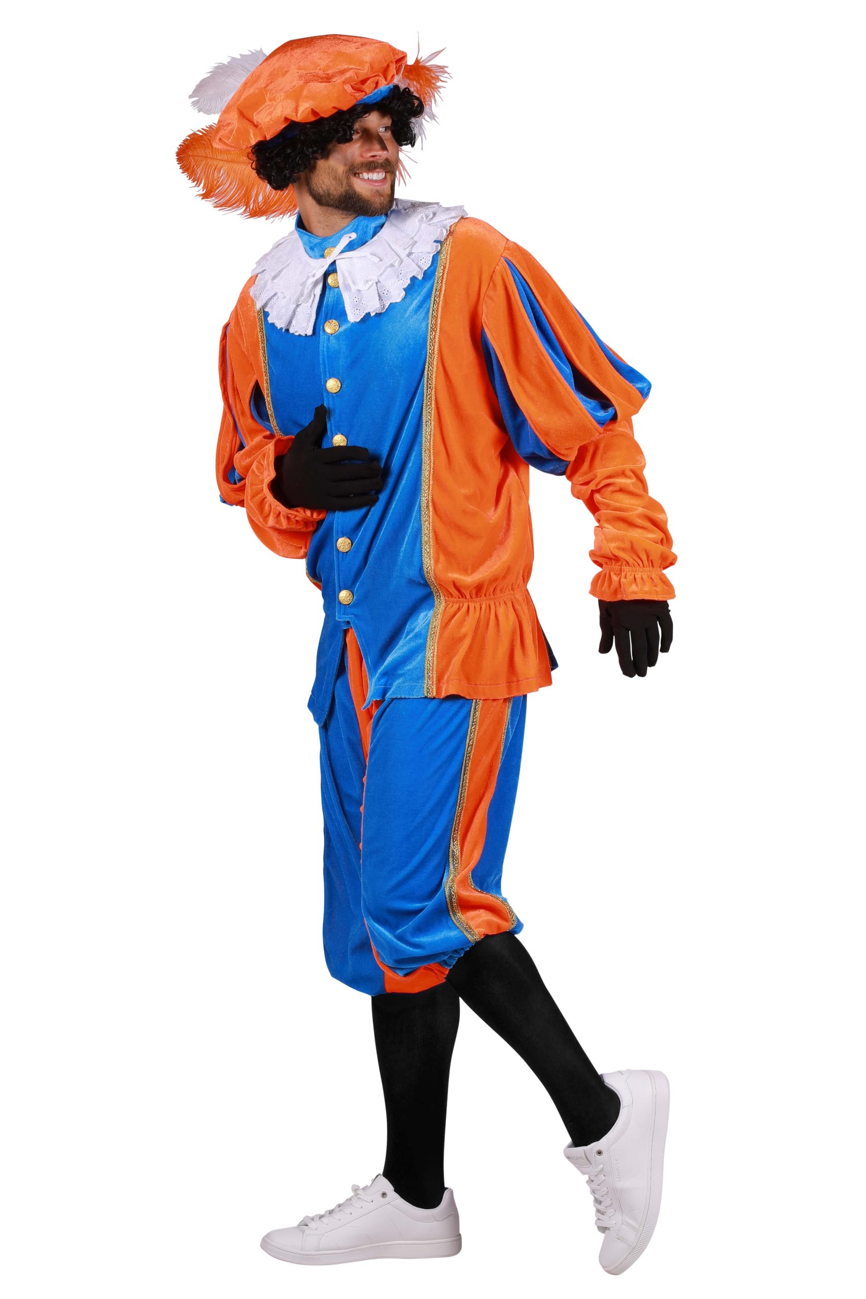 Kostuum Piet Populair Blauw/Oranje