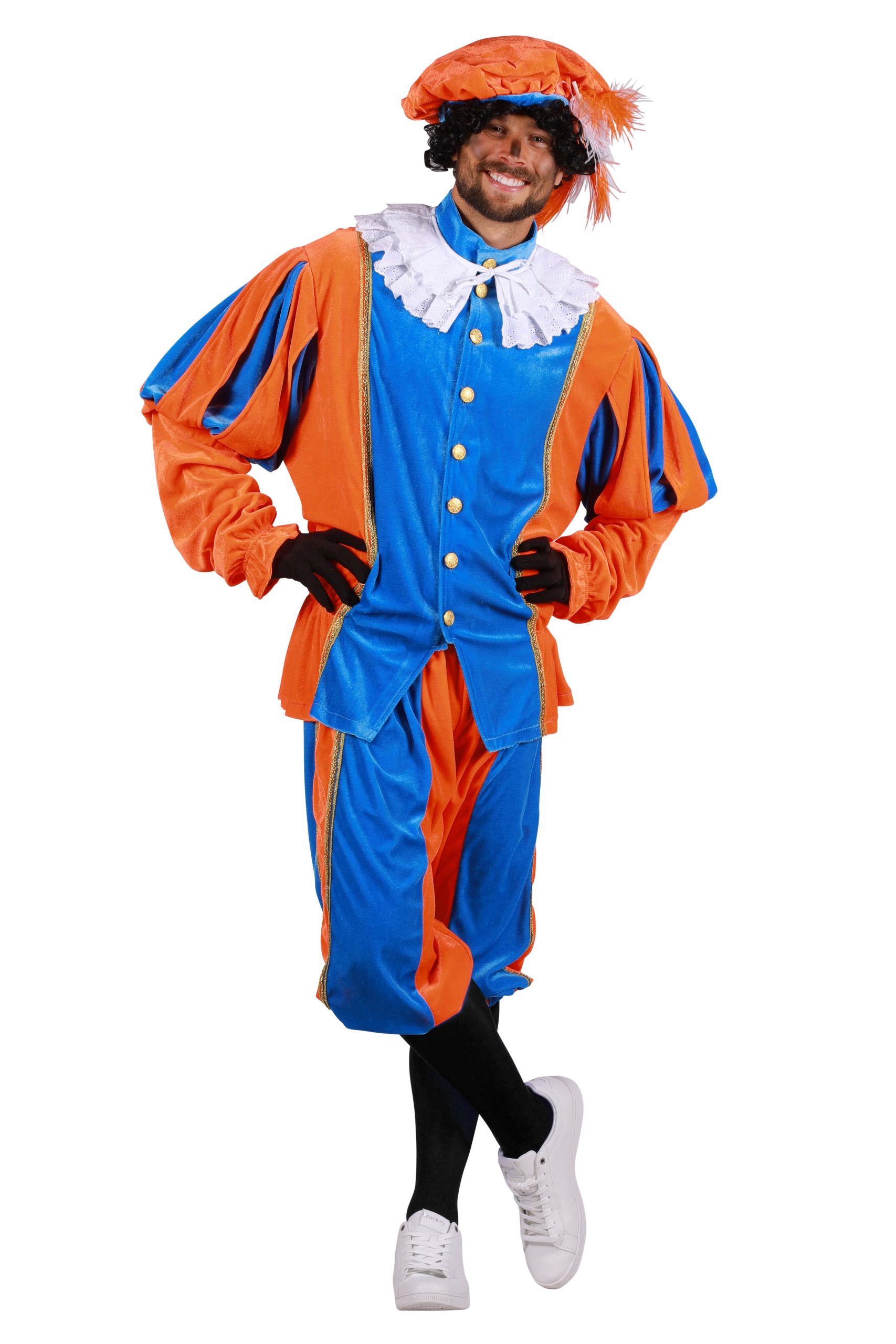 Stuiteren Richtlijnen Afkorting Kostuum Piet Populair Blauw/Oranje - Ooms Feestwinkel