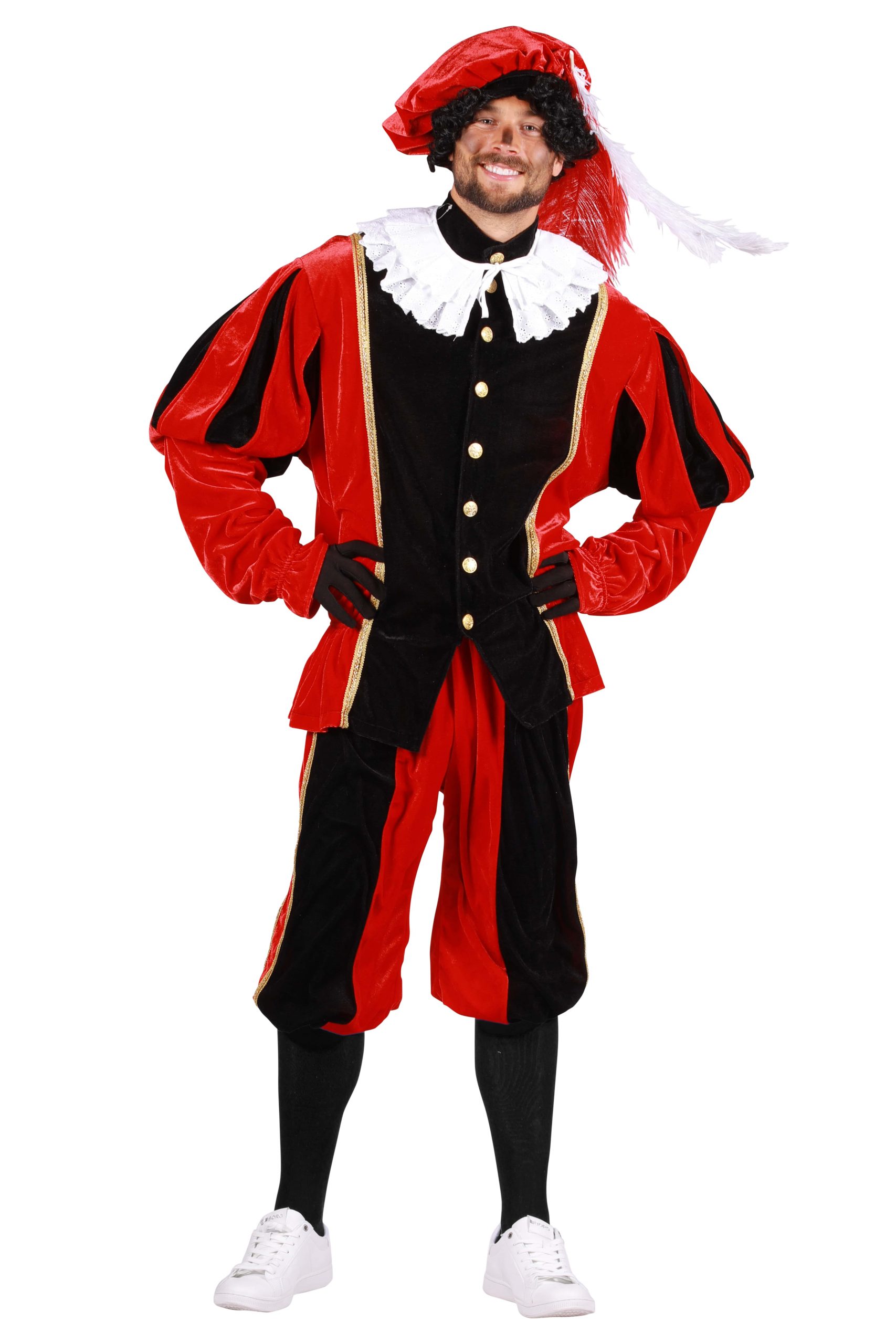 Kostuum Piet Populair Zwart/Rood