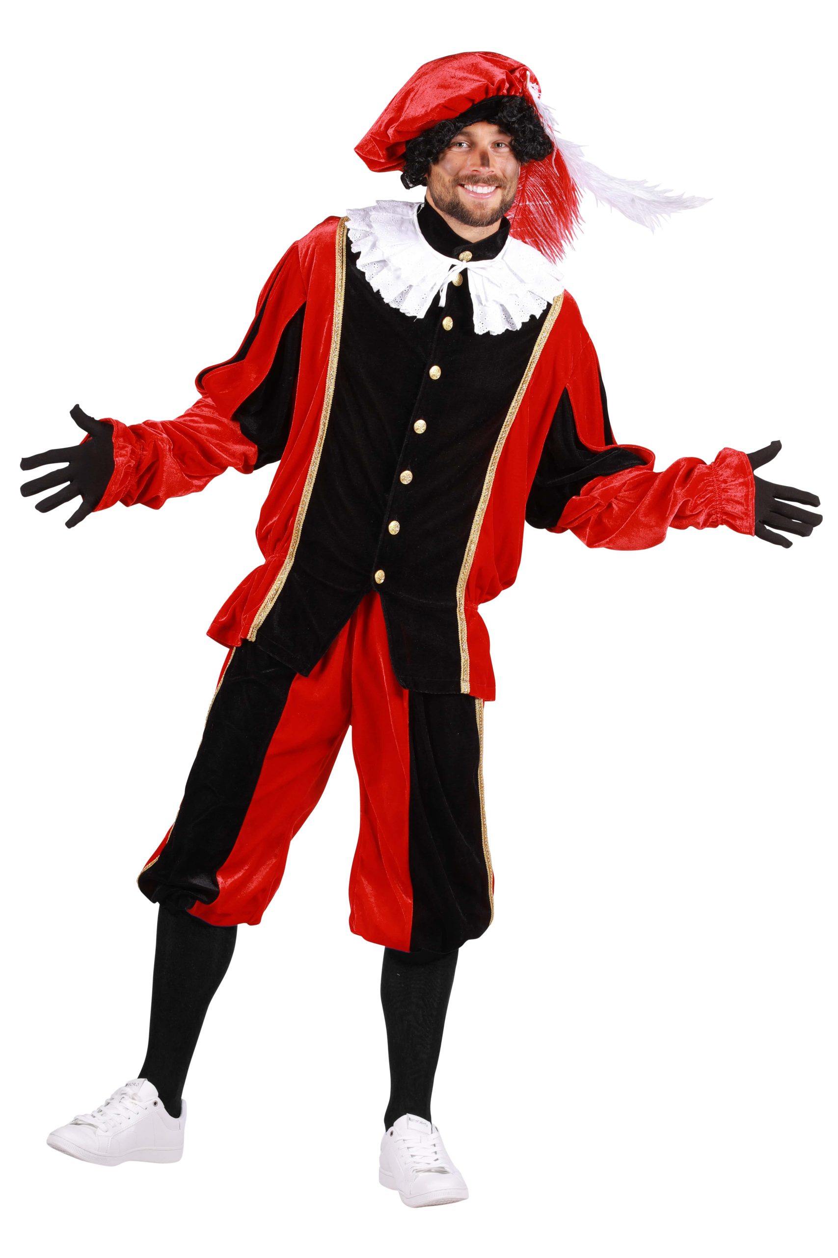 Kostuum Piet Populair Zwart/Rood