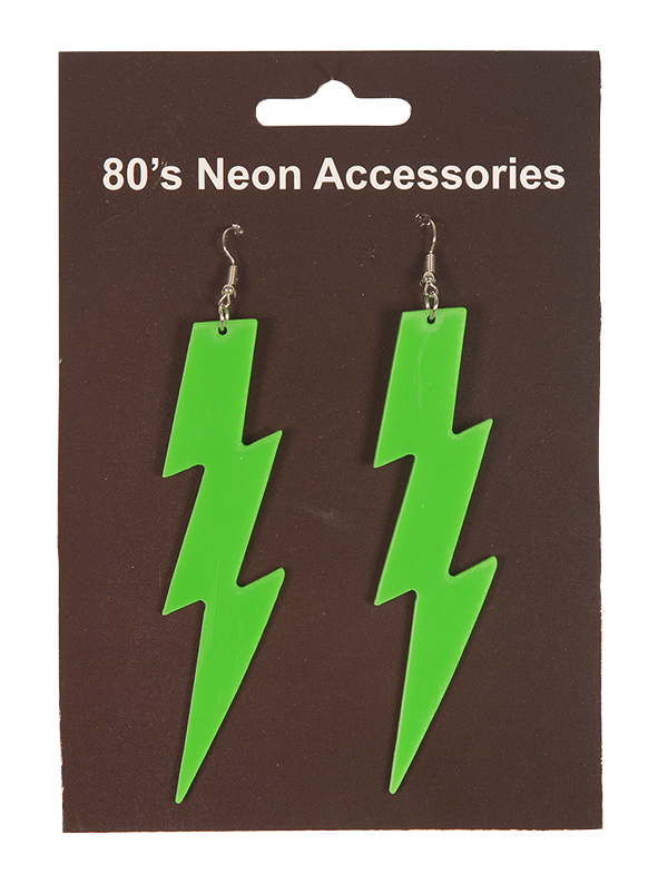 Oorbellen 80's Bliksem Fluor/Neon Groen
