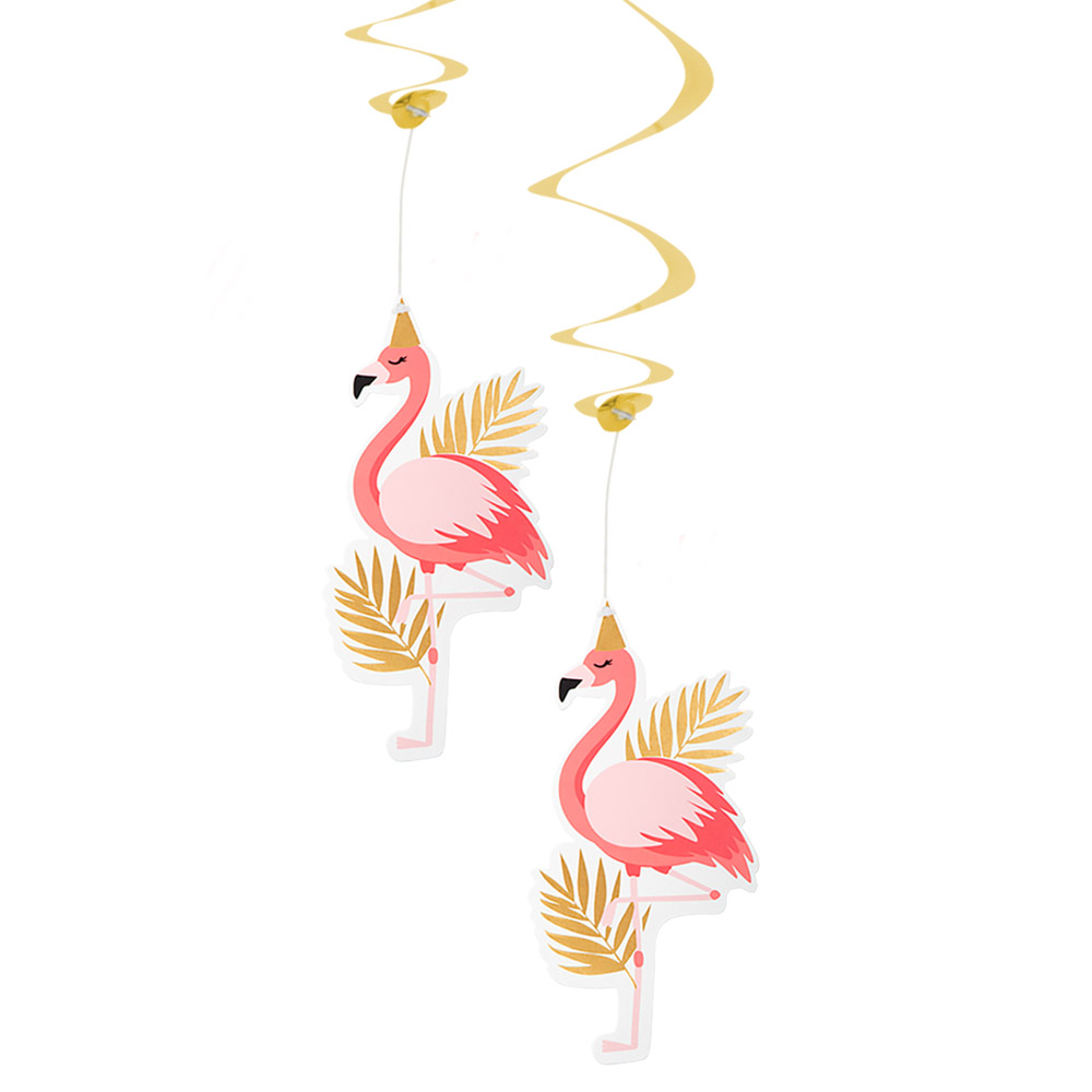 2st Hangdecoratie Spiraal Flamingo 85cm