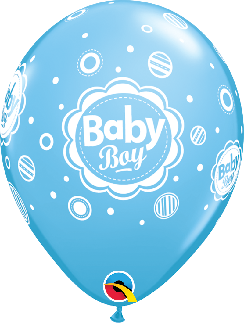 5st Helium Ballonnen Baby Boy Stippen 11"