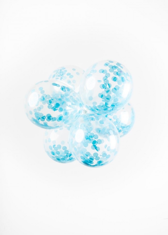 6st Ballonnen met Confetti Licht Blauw 12"