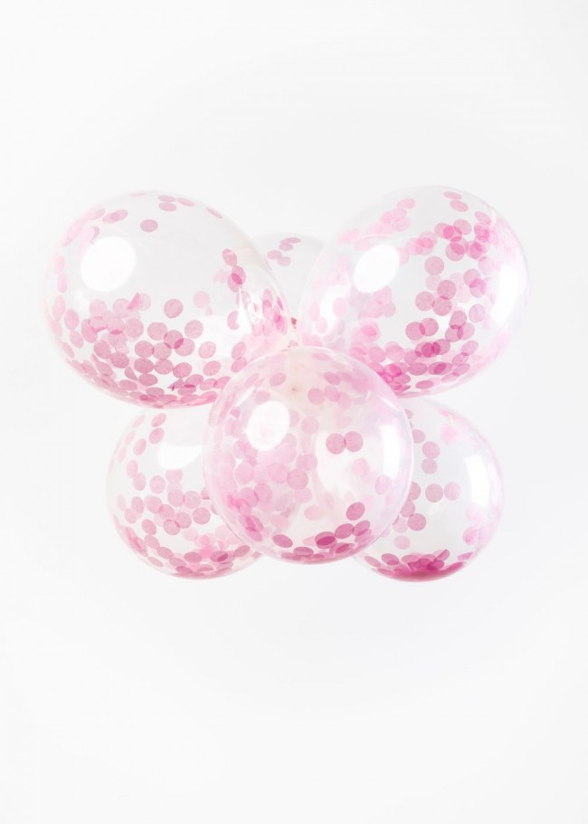 6st Ballonnen met Confetti Licht Roze 12"
