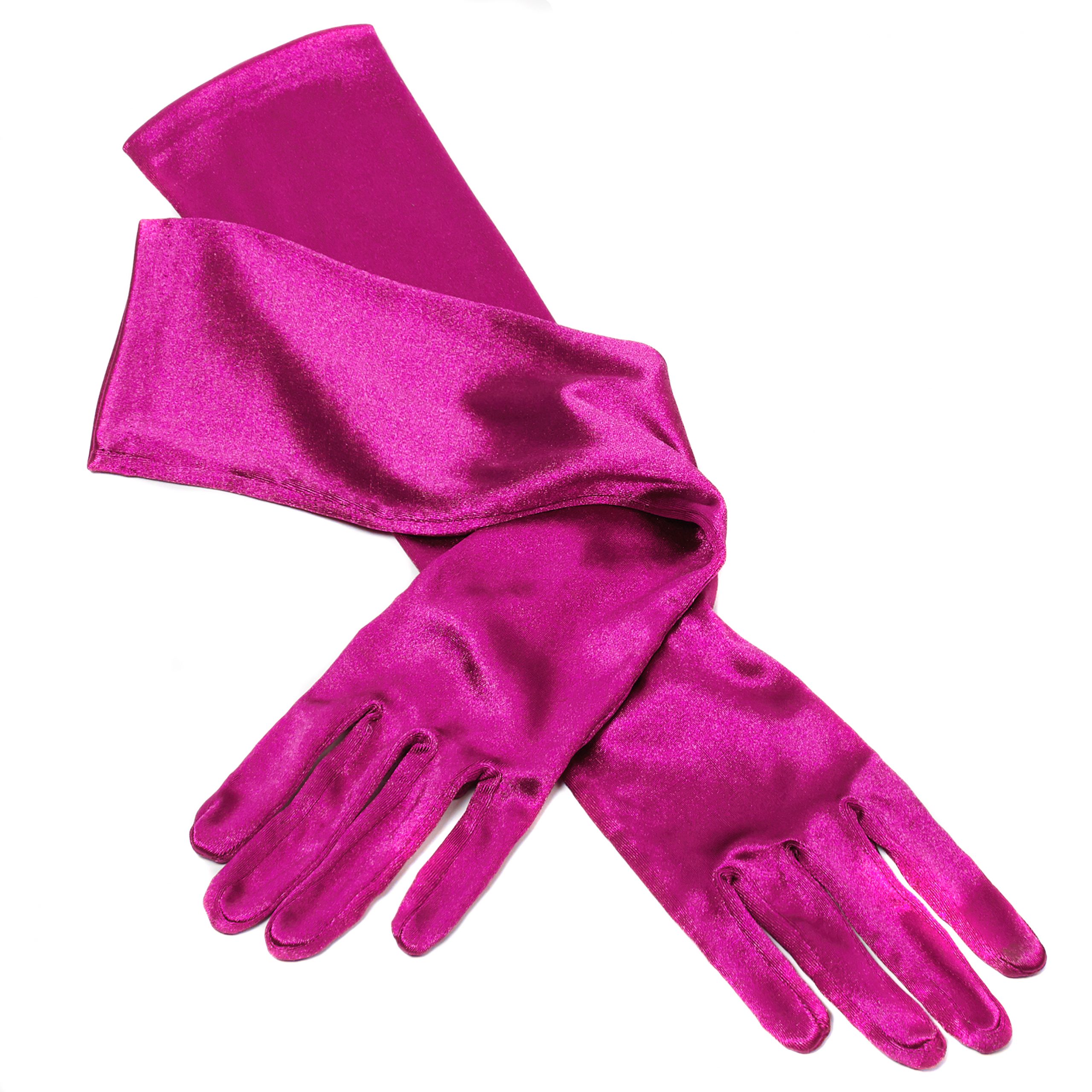 Handschoenen Satijn 48cm Hard Roze