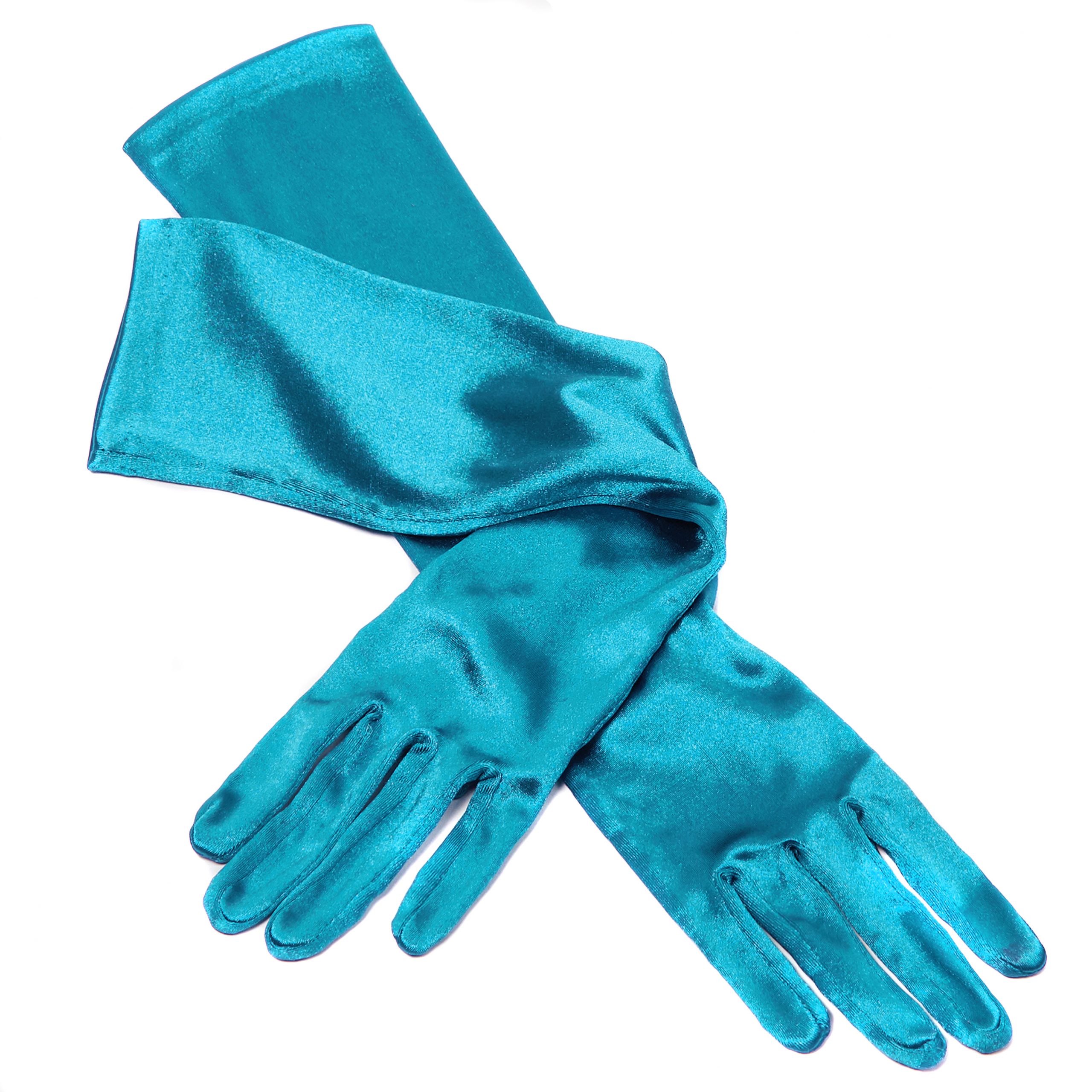 Handschoenen Satijn 48cm Turquoise