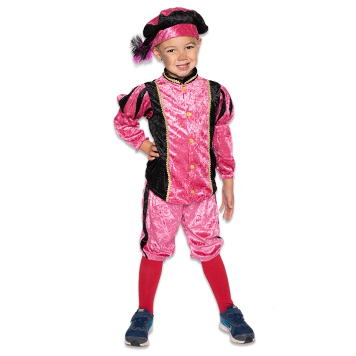 Kostuum Piet Velours Roze/Zwart Kind