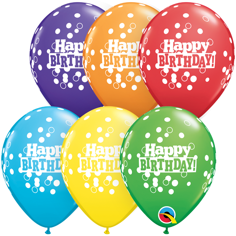 5st Helium Ballonnen H.Birthday Confetti 11"