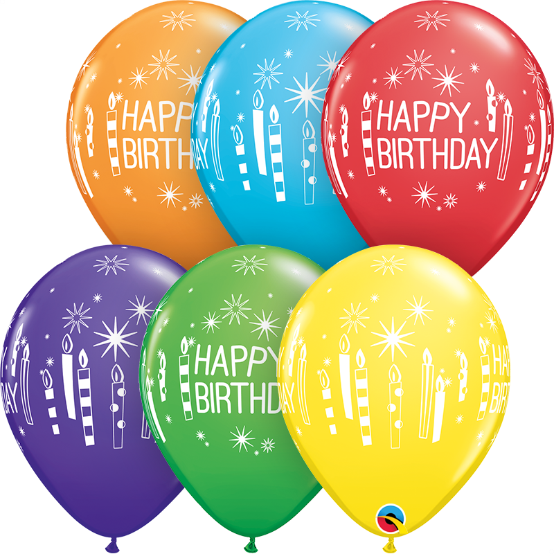5st Helium Ballonnen H.Birthday Kaarsjes 11"