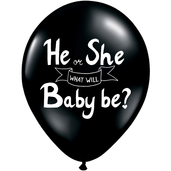 5st Helium Ballonnen He or She Zwart 12"