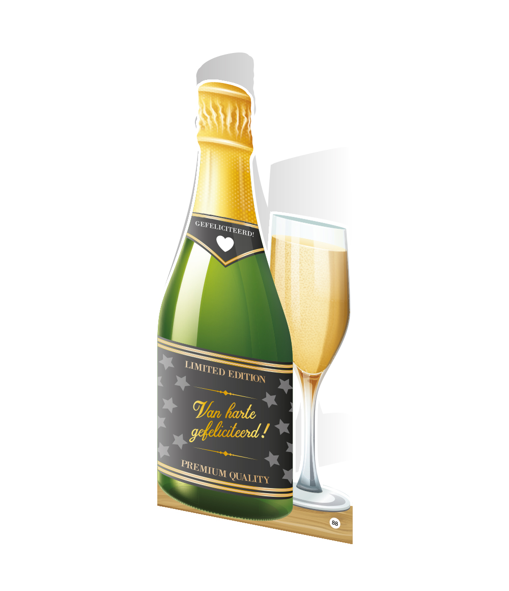 Wenskaart Champagne Van Harte Gefeliciteerd