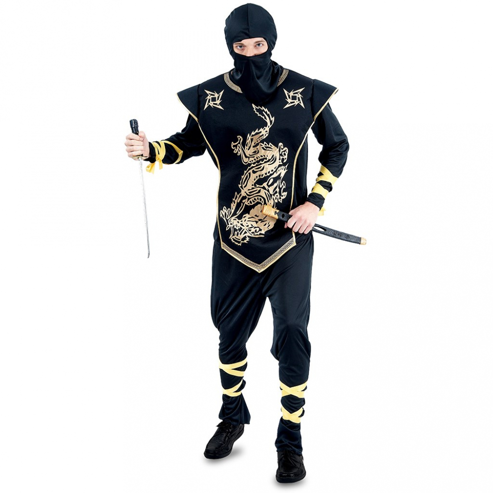 ideologie Schadelijk verbergen Kostuum Gouden Ninja Volwassen - Ooms Feestwinkel
