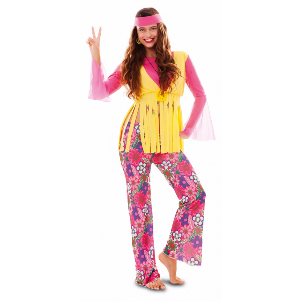 Kostuum Hippie Roze Dames