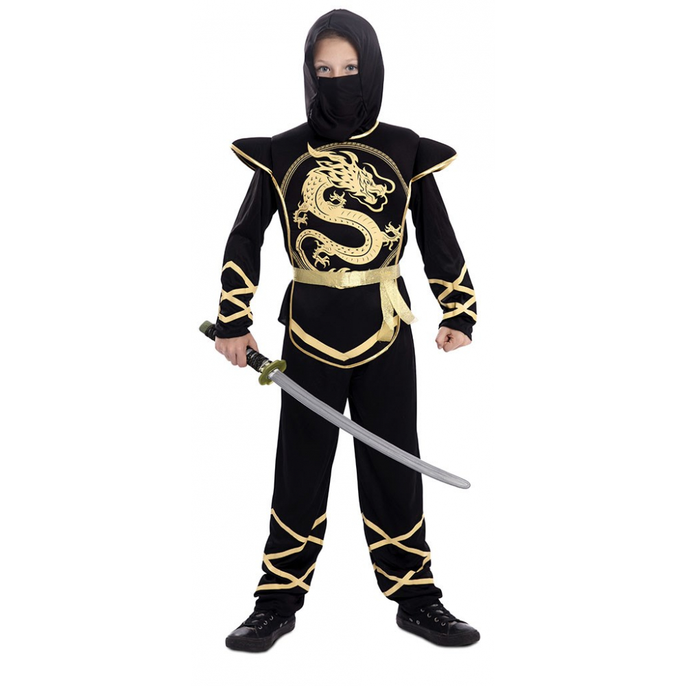 Kostuum Ninja Draak Zwart/Goud Jongen