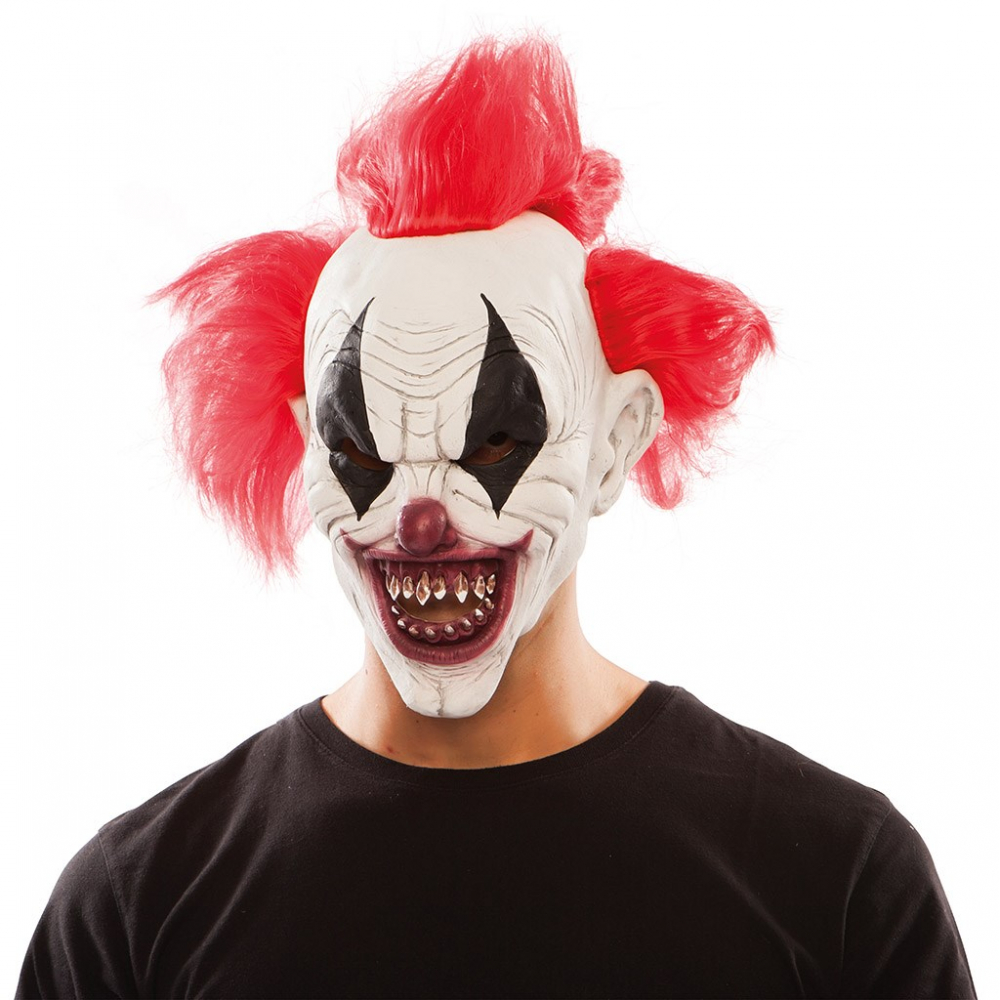 Rubber Masker Duivelse Clown met Punk Haar