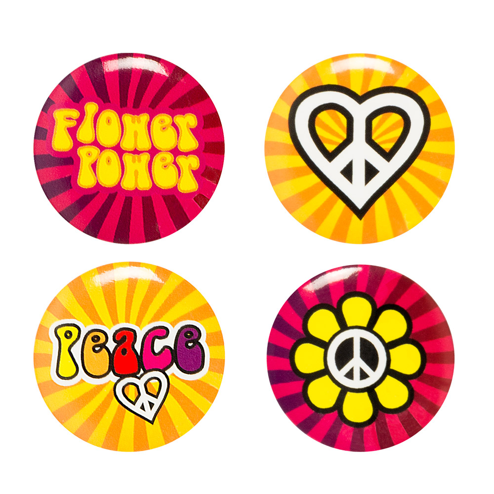 4st Buttons Hippie Peace 3cm