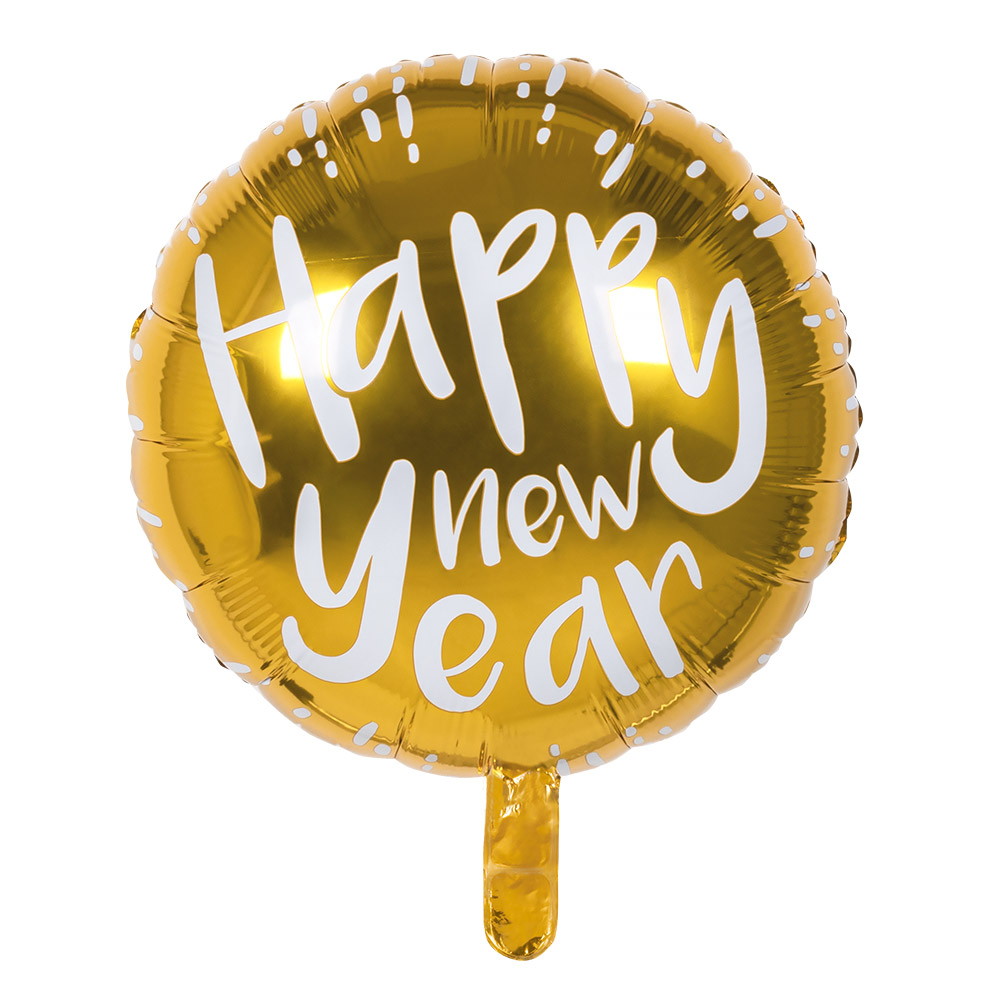 Folieballon Happy New Year Goud/Wit 45cm