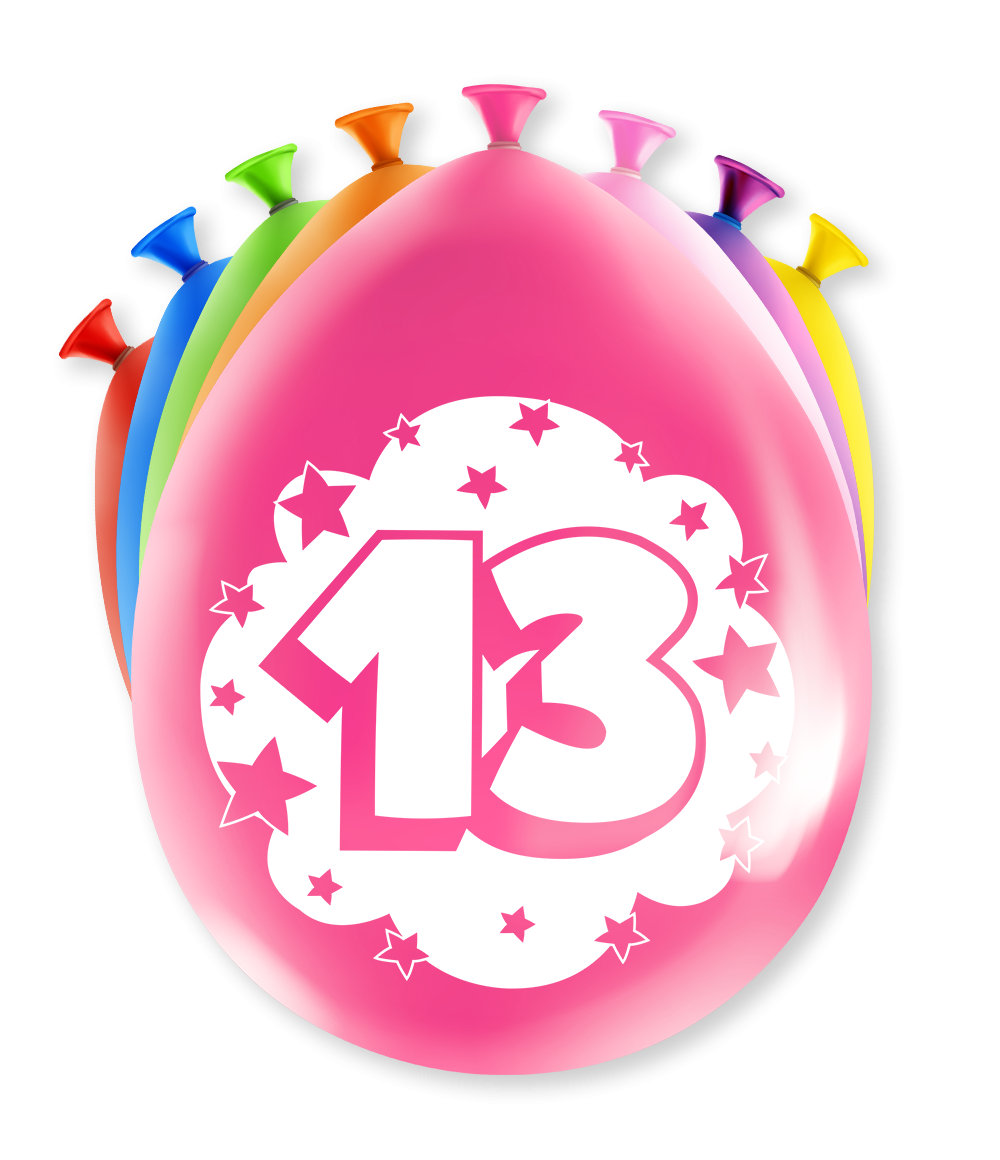 8st Happy Party Ballonnen 13 Jaar 12"