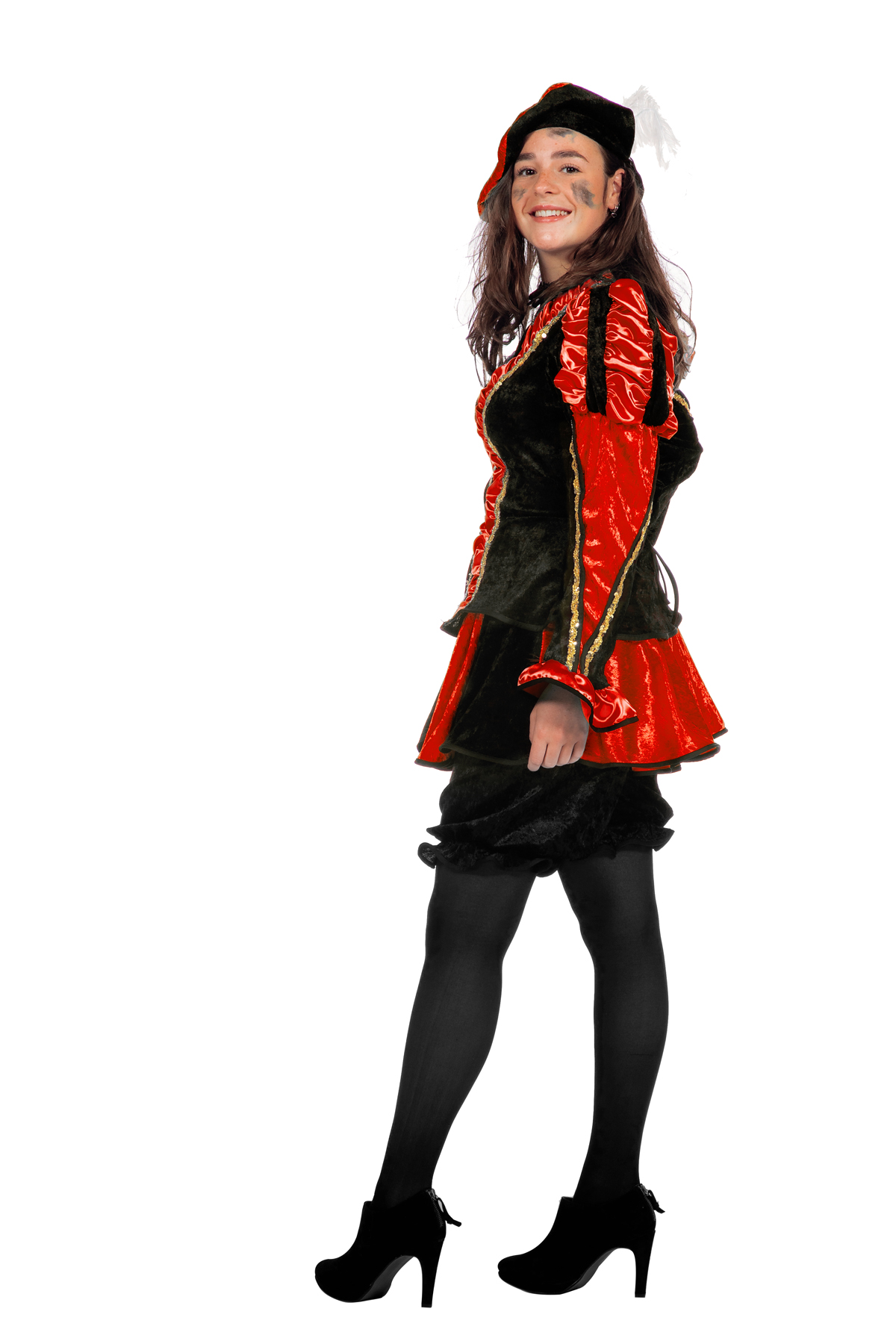 Kostuum Damespiet Rood/Zwart