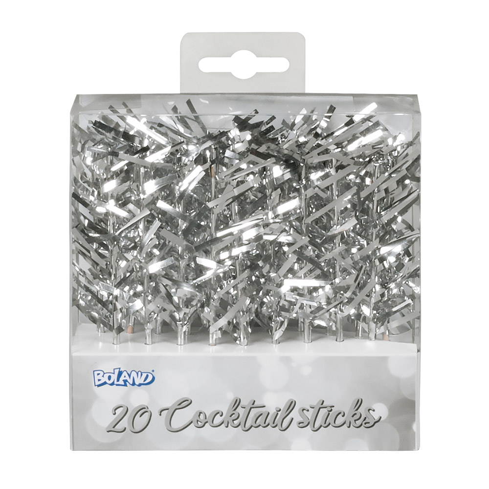20st Coctailprikkers Metallic Zilver 10cm