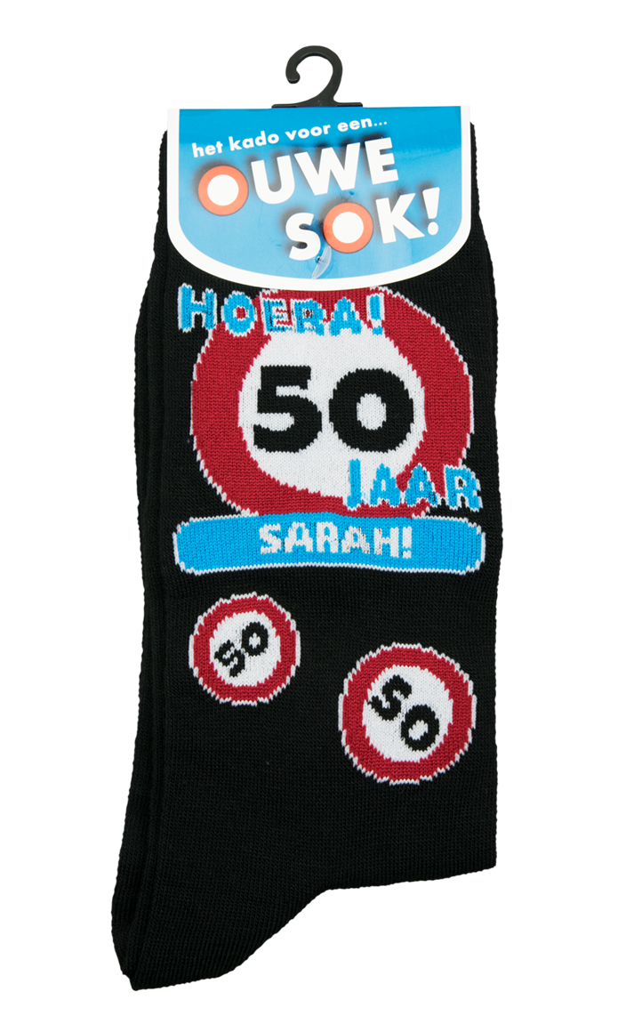 Sokken 08-Verkeersbord 50 jaar Sarah