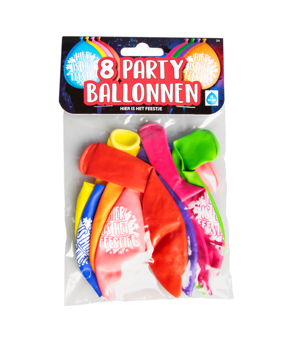 8st Ballonnen Hier is het Feestje! 12"